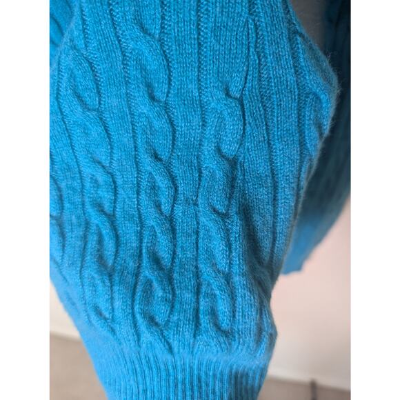 Antonio Melani 100% Cashmere Cable Knit Teal Blue Sweater Women S Preppy Soft - Picture 7 of 12